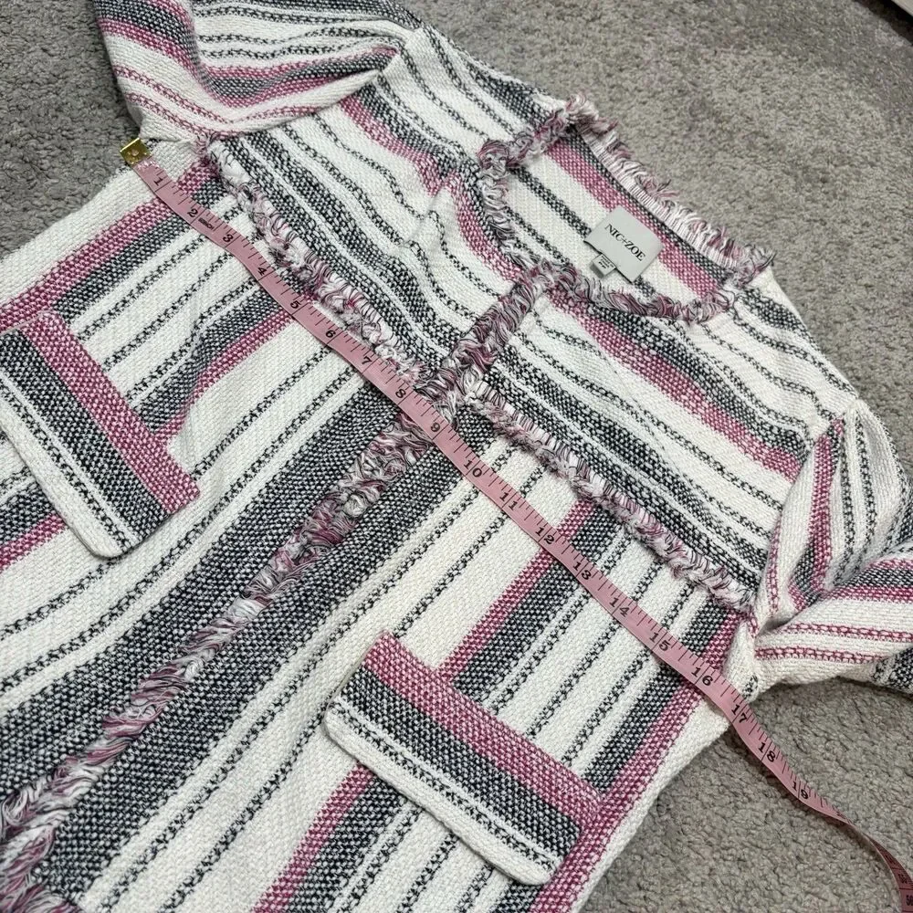 Nic And Zoe Dashing Days Striped Fringe Jacket Size PP Petite (0P) - Picture 9 of 9
